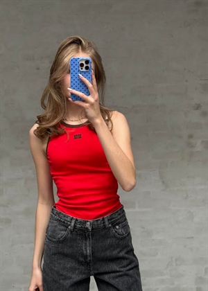 Soft cotton rib tank top Hight Risk Red A1040387 Ganni 